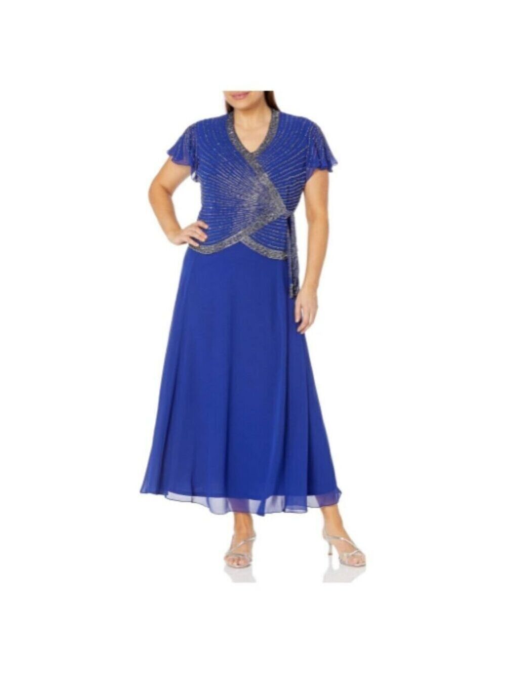 J Kara Women's Faux Wrap Long Dress 6P NWT